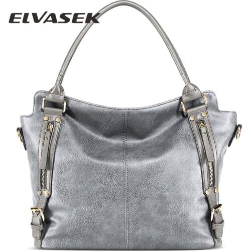 ELVASEK Large capacity and multi-pocket New fashion single shoulder diagonal female bag PU leather ladies handbag сумка женская