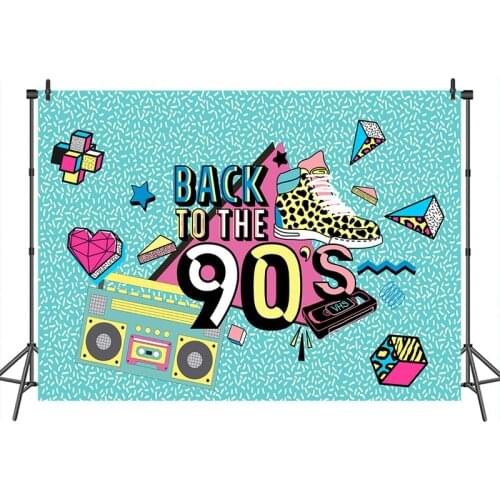 Back to the 90s Photography Backdrop Hip Hop Theme Party Background Customized Photographic Backdrops for Photo Studio