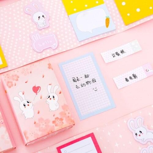 1pack /lot Kawaii Cartoon Rabbit Sticky Paper Memo Stickers Stationery Message Label School Office Supplies