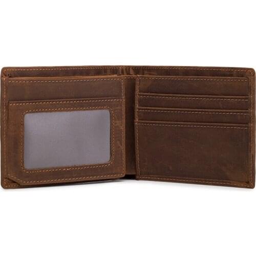 Hot sale retro style high quality purse unisex genuine leather long wallet crazy horse leather business wallets