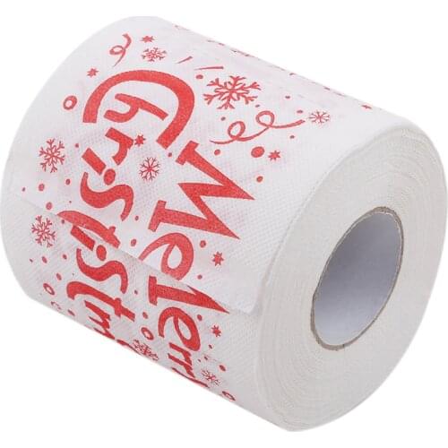 Fashion Santa Claus Printed Merry Christmas Toilet Paper Tissue Table Room Decor Christmas Party Ornament DIY Craft Paper 1 Roll