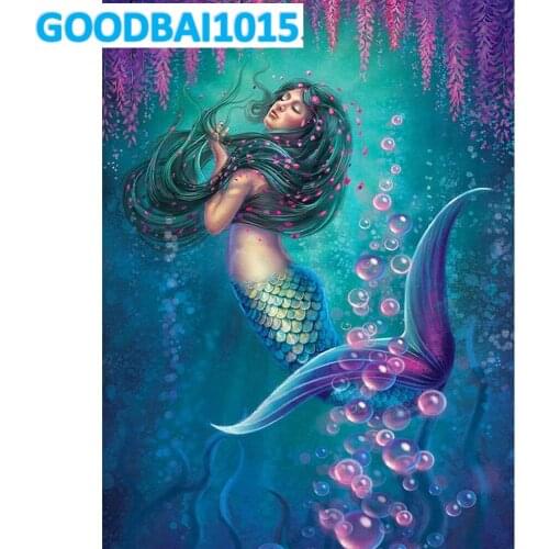 DIY Diamond Painting Mermaid Square Diamond Embroidery Full Drill Portrait Mosaic 5d Art Home Decor Cross Stitch Kits