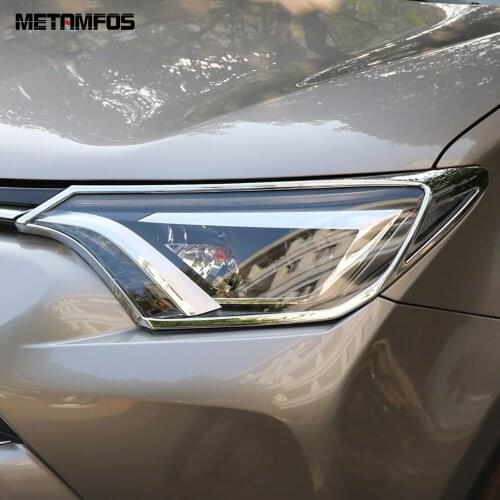 For Toyota RAV4 RAV 4 2016 2017 Chrome Head Lamp Light Headlight Cover Trim Sticker Decoration Exterior Accessories Car Styling