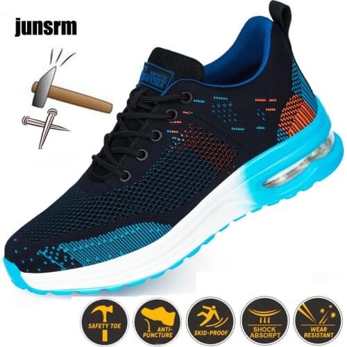 New safety shoes mens lightweight breathable non-slip steel toe cap puncture-proof sports indestructible work boots