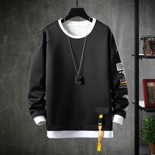 New Fashion Splicing Sweatshirt Mens Pullover Spring and Autumn Casual Streetwear Clothes Patchwork Pullover Casual Regular