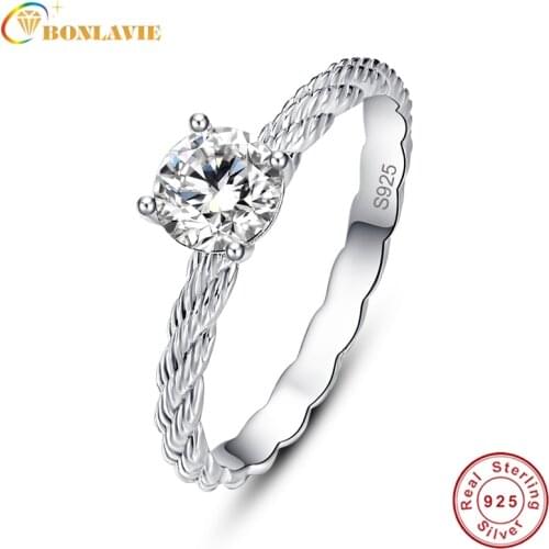 BONLAVIE Hemp Rope Shape Wedding Band Ring 925 Sterling Silver Jewelry Silver Jewelry Chinese Market Online