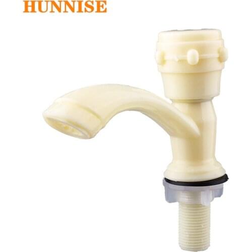 Single Cold Basin Faucet HUNNISE Deck Mounted Cold Bathroom Mixer Tap Quality Plastic Basin Sink Faucet Single Cold Water Tap