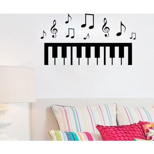 Piano Wall Decal Music Notes Black White Art Bedroom Home Decor Piano Studio Music Classroom Vinyl Stickers Window Mural