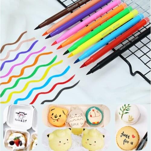 10 Colors Edible Pigment Pen DIY Cake Drawer Color Pencils Markers Cake Biscuit Cookie Painting Decorating Bakeing Accessories