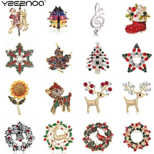 Cartoon Snowman Elk Gifts Box Gloves Penguin Santa Pins Brooches Enamel Red Hat Merry Christmas Brooch Party Christmas Gifts