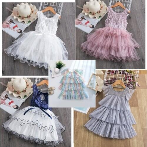 Girls Dresses Cute Cake Layers Children Vestidos Girls Summer Party Dresses Children Girls Clothing For 3-8 Years Casual Wear