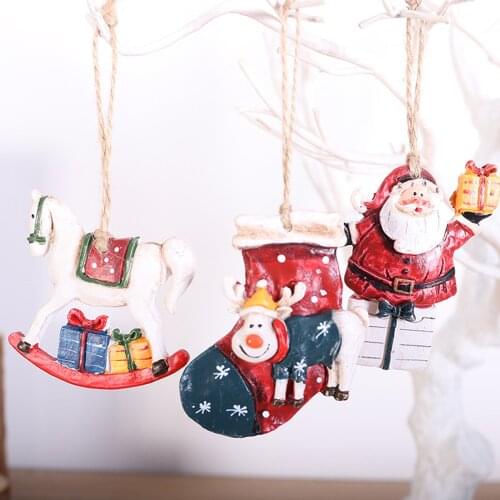 Tree Pendants Ornaments Hanging Resin Pencil Finger Hippocampus Shell New Year Gifts Festival Supplies Elk Christmas Decoration