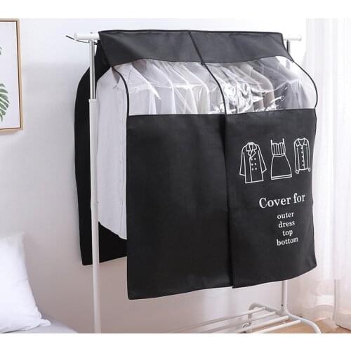 Dustproof Non-woven Fabric Hanging Cloth Wardrobe Suit Coat Transparent Window Dust Cover Clothes Protector Garment Suit Coat