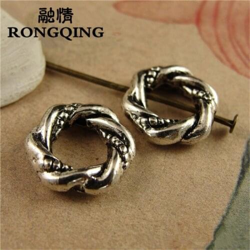 RONGQING 11MM 100pcs/lot Link Ring Pendants Round Vintage Antique Silver Connectors Charms for Jewelry Making