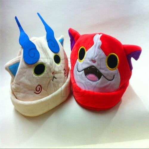 50cm Around Japan Yokai Watch Red Jibanyan Cat Komasan Cosplay Hat Cap Soft Plush Doll Toy