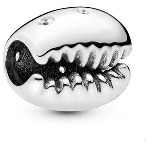 100% 925 Sterling Silver Sparkling Coffee Bean Shell Charms Fits Original Pandora Bracelet Women Beads DIY Jewelry Gifts