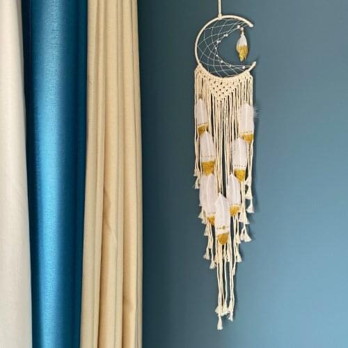 Nordic Woven Cotton Thread Tassel Tapestry Bronzing Feather Dream Catcher Wall Hangings Hanging Background Bohemian Wall Hanging