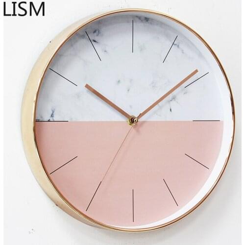 Modern Design Nordic Pink Mute Wall Clock Simple Modern Bedroom Living Room Quartz Clock Home Decor Wall wall digital clock
