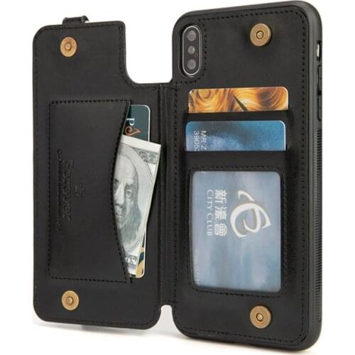 Ultra Thin Phone Case Retro Oil Wax Multifunctional Phone Business Card Bag RFID Transparentapple Phone Case Clutch Bag