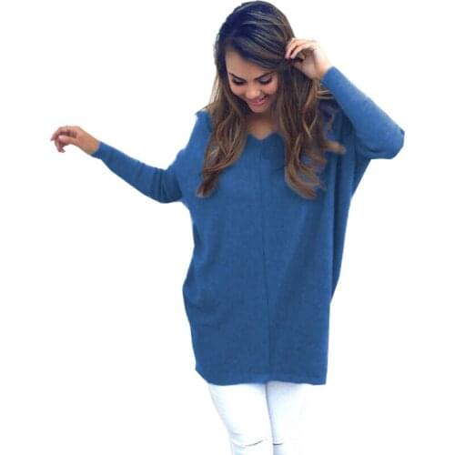 Sweater Women 2019 New Solid Color v-neck Long Spring And Autumn Casual Loose Fashion long-sleeved womens Sweater OYM0174