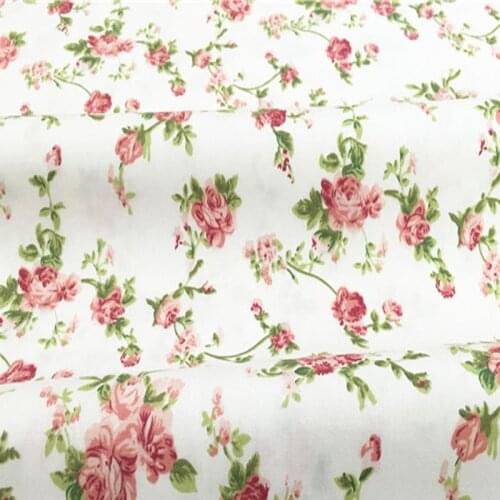 RED ROSE white cotton fabric Textile kids 100% cotton fabric Quilting Bedding Baby Fabric Patchwork 160cm x 50cm