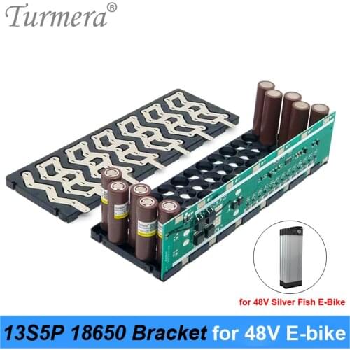 Turmera 48V Silver Fish Battery 13S5P 18650 Bracket with 13S 15A Balance BMS Welding Nickel for 52V Electric Bike Batteries Use