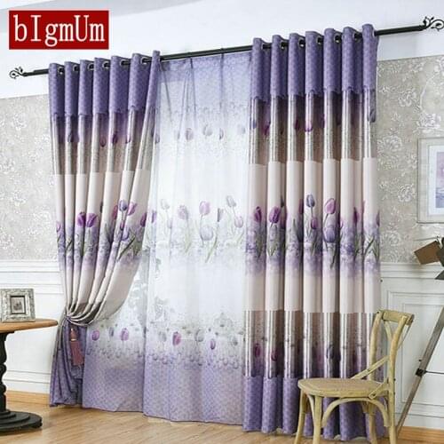 Clover/Dandelion Curtain Modern Style Printed Polyester Flower Blackout Window Curtain Pastoral For Bedroom Living Dining Room