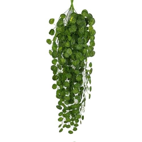 Green 1pc Artificial Fake Hanging Vine Plant Leaves Garland Home Decor Artificial Rattan Christmas Home Garden Wall Decoration