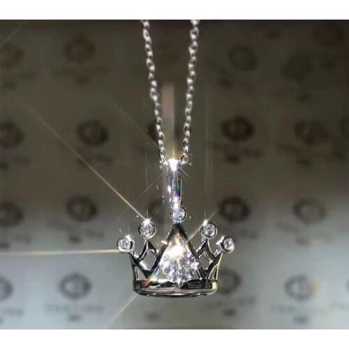Fashion crown style pouring moisanite gemstone necklace for women jewelry real 925 sterling silver GRA certified gem party gift