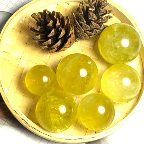 1Pcs Citrine Stones Ball Natural Yellow Quartz Stone Sphere Crystal Fluorite Ball Healing Gemstone