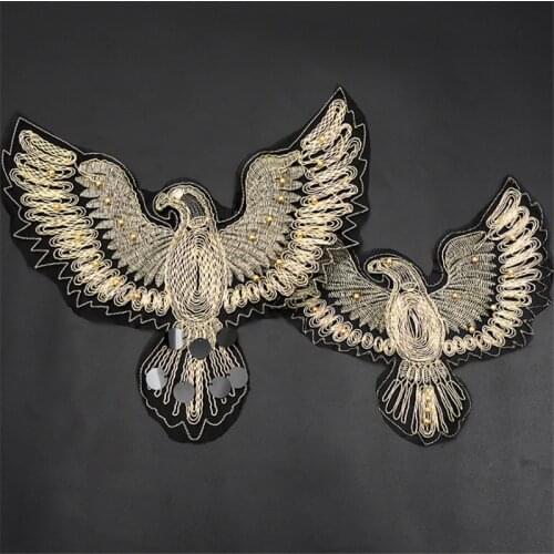 1 Pcs Fashion Large Organza Beaded Eagle Embroidery Sticker DIY Clothing Accessories Clothes Pants Jacket Decorative Patch