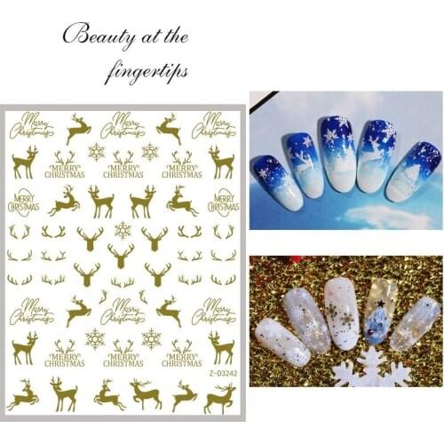 1 Pcs Nail Sticker decals christmas snowflake Design Adhesive Manicure Tips 3D DIY Nail Art Decorations