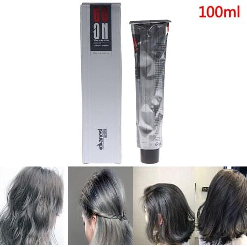 100ML Unisex DIY Grandmother Color Hair Cream Permanent Dye Light Gray Silver Ammonia-free Linen Hair Dye Dropshipping