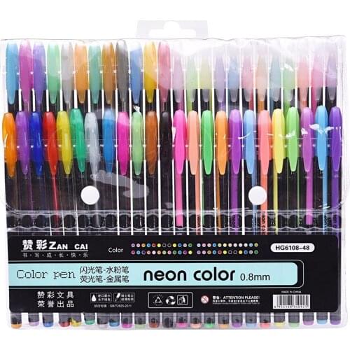 48 Colors Gel Pens set Color gel pens Glitter pens Good gift For Coloring Kids Sketching Painting Drawing Replace Supplies 1127