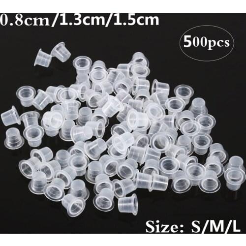 500Pcs 8mm 13mm 15mm Tattoo Plastic Tattoo Ink Cups Permanent Makeup Pigment Container Caps Disposable Holder Tattoo Accessory