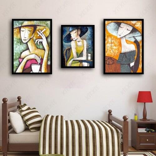 Abstract Wall Art Colorful Special Cartoon Character Watercolor Canvas Painting for Living Room Bedroom Corridor Decoration