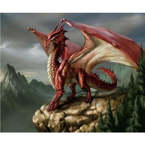 5D diy Diamond Painting"Red Dragon"3d Cross Stitch Full diamond embroidery diamond Mosaic pattern paint Halloween gift C285