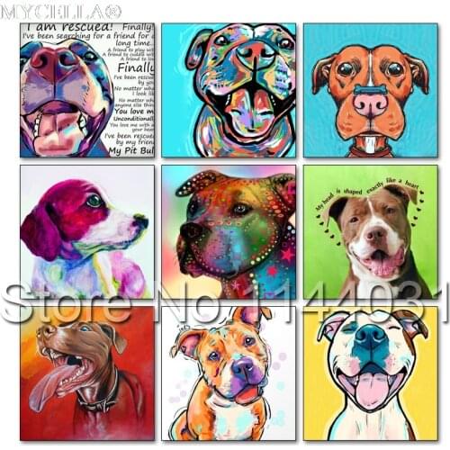 Colourful Dog Animal Diamond Embroidery DIY Needlework Diamond Painting Cross Stitch Full Rhinestones Home Decor Stickers
