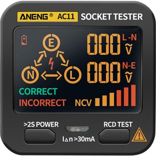 Digital AC11 Socket Tester Pro Voltage RCD Test Socket Detector UK EU US Plug Wiring Detection Ground Zero Line RCD Check Tester