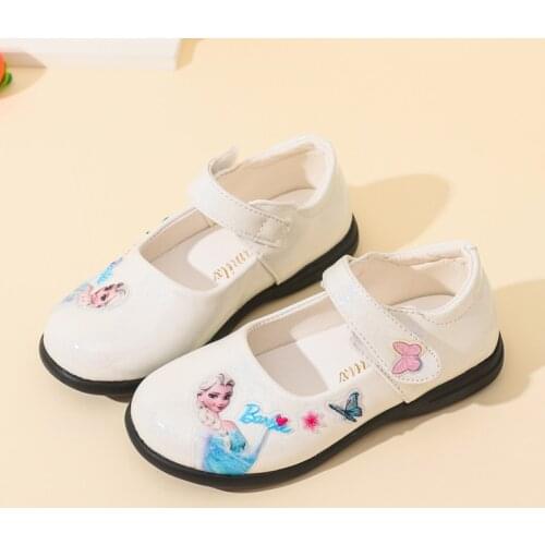 2021 Disney childrens casual shoes spring autumn girls leather shoes frozen princess dancing shoes elsa shoes