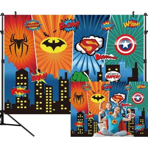 Superhero Backdrop Comics Personalized Poster Photography Background Birthday Party Baby Shower Newborn Portrait Studio