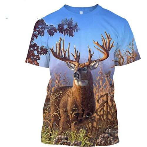 Camo Hunting Animals Deer elk 3D T-shirt Summer Casual Men T shirts Fashion Streetwear Women Pullover Short Sleeve Tops