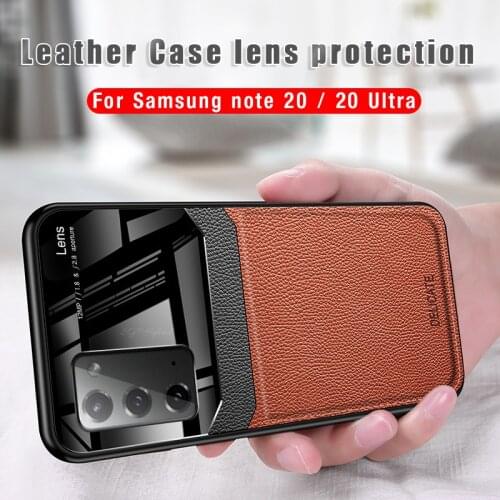 For Samsung Note 20 Ultra ultra Leather Plexiglass Shockproof case for samsung note 20 note20 5G camera lens protect Back Cover