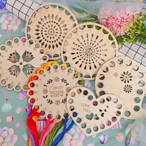 Creative Wood Pendant Cross Stitch Embroidery DIY Craft Kit Wood Craft Cross Stitch Handmade Wooden Decoration Ornaments