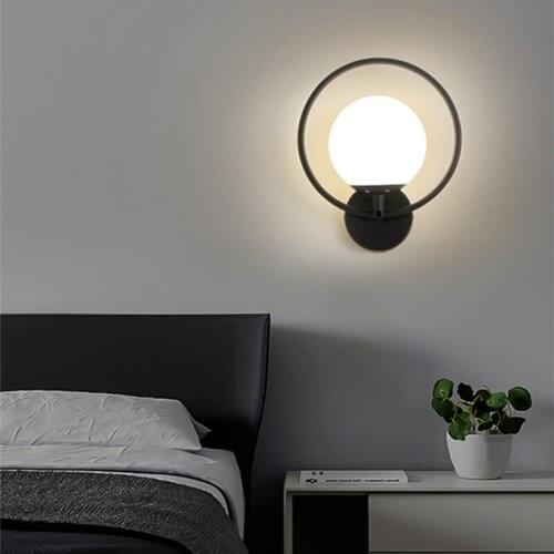 Modern Style Circle Ring Bedside Led Wall Lamp Creative Glass Bedroom Aisle Balcony Livingroom Decor Wall Sconce