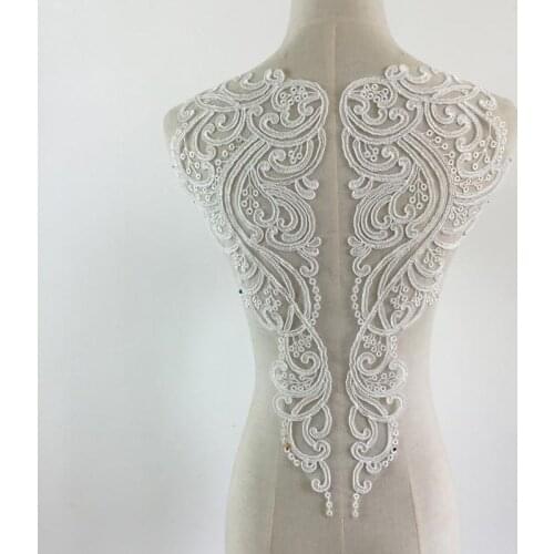 1Piece Ivory White Black Lace Applique Neckline Collar Appliques Embroidery Lace Trim Fabric Cloth Sewing Patchwork DIY Craft