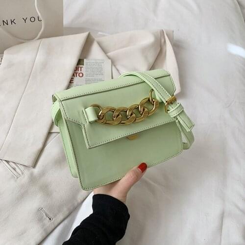 Thick Chain Design Small PU Leather Flap Crossbody Shoulder Bags for Women 2021 Summer Fashion Ladies Travel Handbags Purse