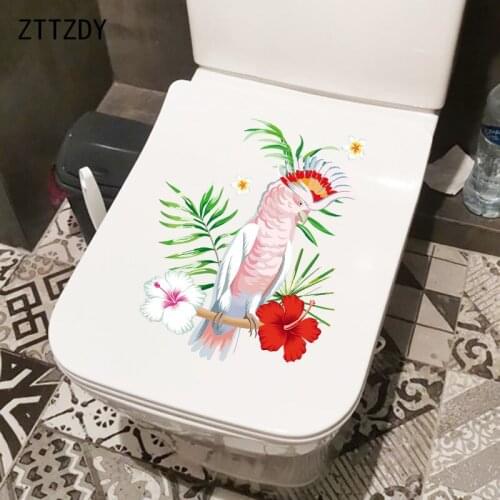 ZTTZDY 19.4CM×25CM White Parrot Funny Cartoon Wall Decoration Decals Personality WC Toilet Sticker T2-0833