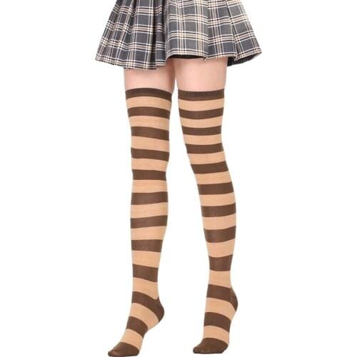 Red White Anime Cosplay Stockings Women Striped Colorful Long Stockings Dancing Festival Stocking Knee-high Fit 150-170cm Girl