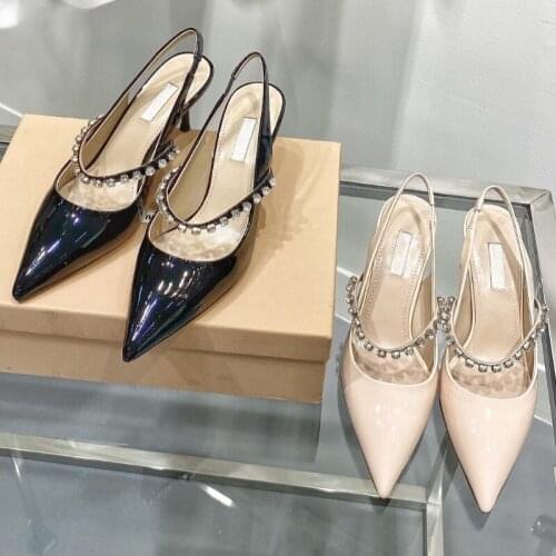 2021 Summer New Pointed High Heels Womens Shoes Rhinestone Straps Fairy Style Fashion Womens Sandals